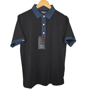 Aerowear By Sportys Mens Night Ops Aviation Trim Print Golf Polo Shirt Small